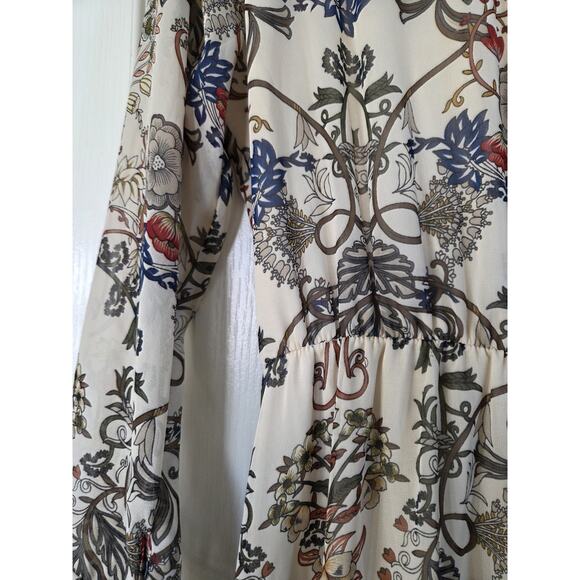 Fraiche By J Romantic Boho Neutral Floral Fall Hippie Maxi Dress, Size Large - Picture 11 of 13